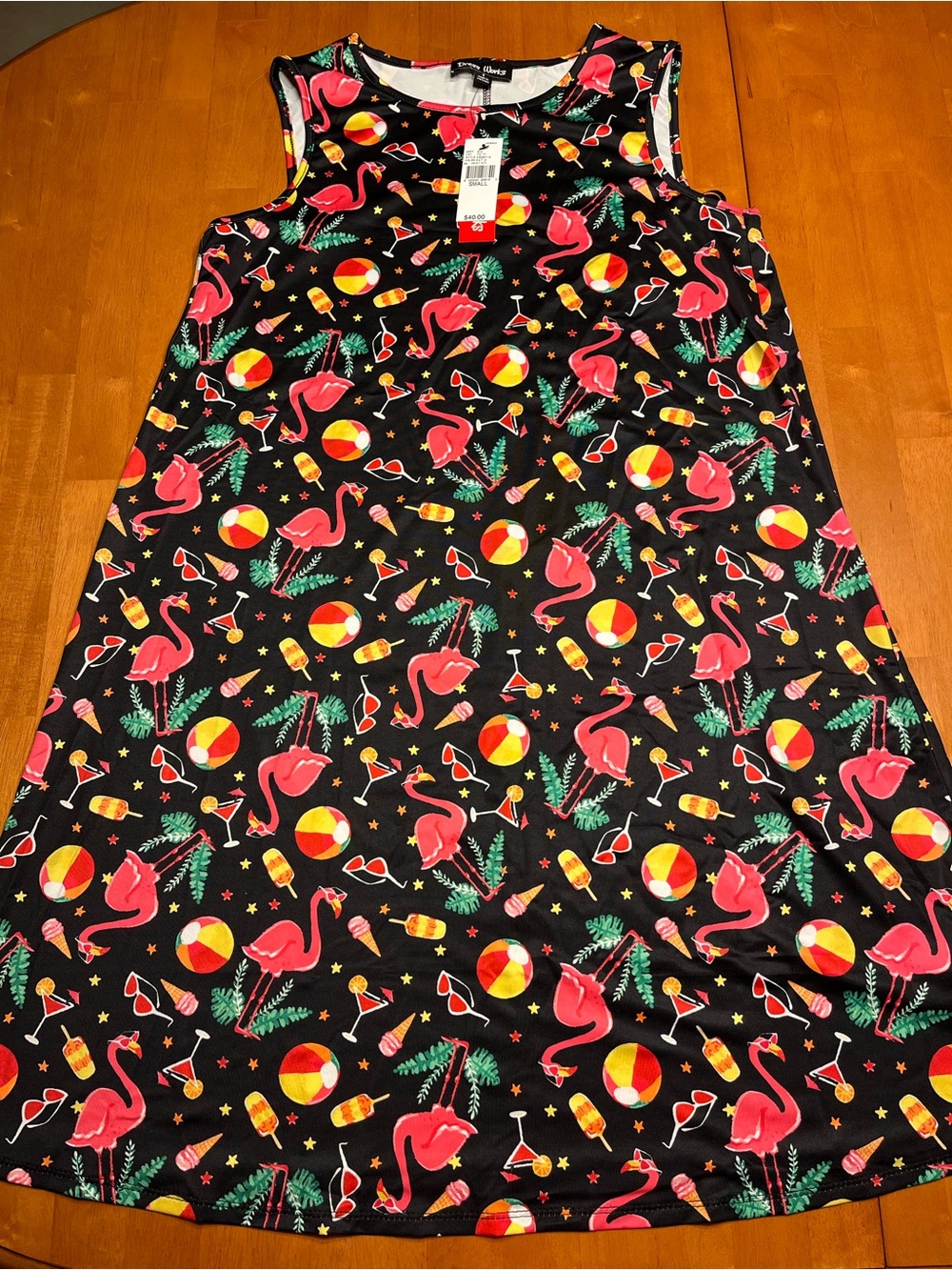 Black Sleeveless Flamingo Print Mini Dress - Tropical Summer Style